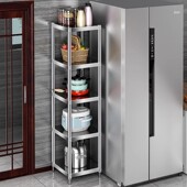 拐角不锈钢架子夹缝置物架落地多层厨房收纳货架缝隙储物角落窄柜