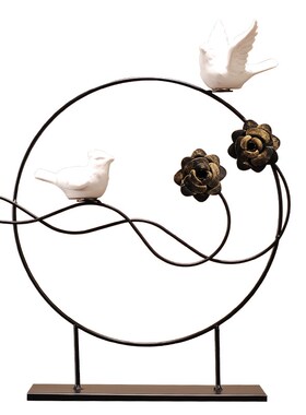 过年家里摆件花博古架新中式家居客厅电视柜柜玄关摆台铁艺装饰品