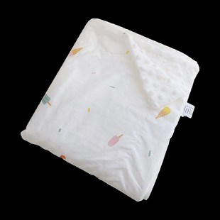 爱予宝贝棉布豆绒婴儿童学生夏季盖毯轻薄被无夹棉双层布宝宝盖巾