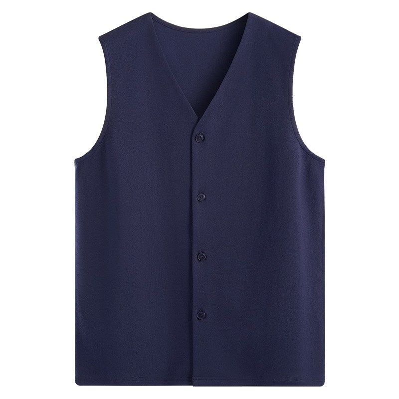 春季新款中老年男纯棉针织马甲女背心宽松大码老人开衫居家外穿