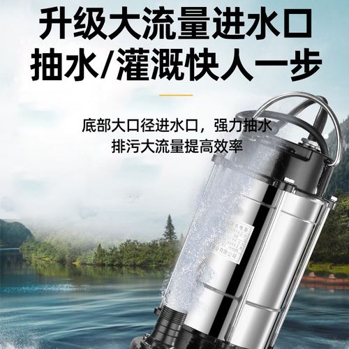 涌瑞家用不锈钢潜水泵水井抽水浇菜农田灌溉水泵220v高扬程污水泵