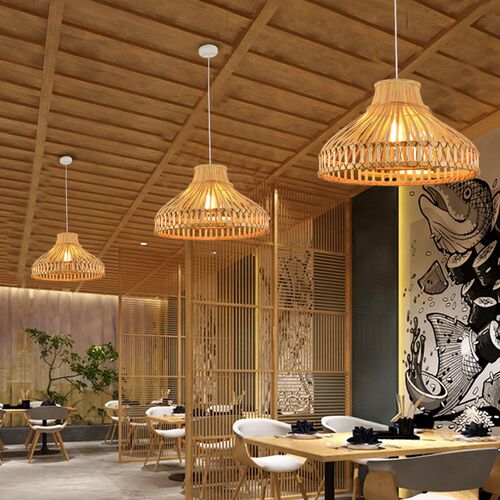 竹艺客厅吊灯新中式禅意书房茶室餐厅编织竹编日式简约民宿卧室灯