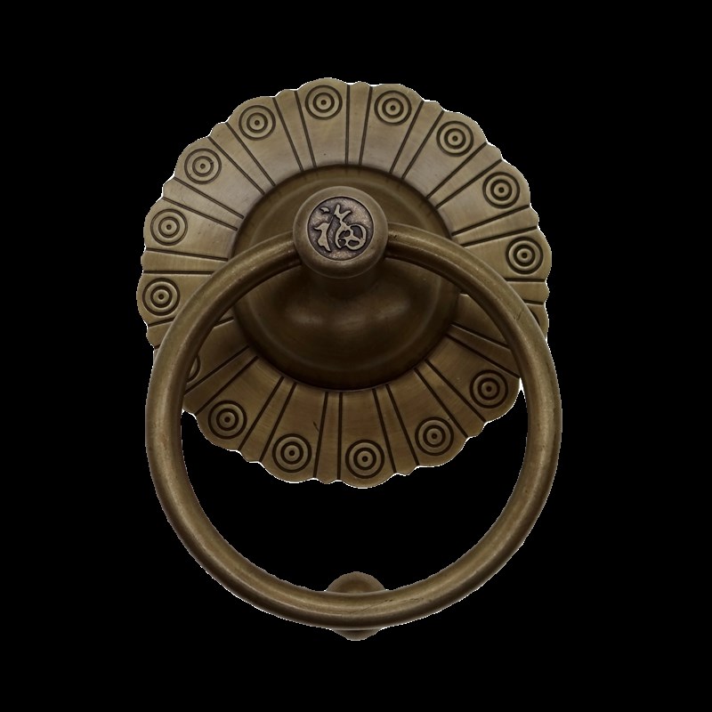 纯黄铜木门拉手中式仿古铜大门扣手老式门环实心拉环仿古铁门把手