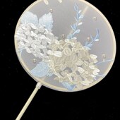 绣花团扇古风中国风女式 长柄流苏汉服旗袍跳舞蹈扇儿童夏圆形扇子