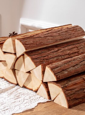 木材摆件壁炉装饰木头民宿木柴原木风乔迁柴火客厅复古柜橱窗进门