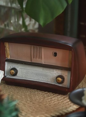 复古做旧收音机桌面摆件 美式家居装饰品 咖啡馆氛围陈列拍照道具