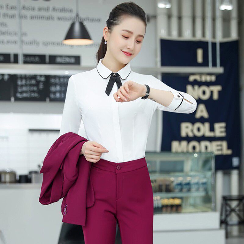酒店美容院工作服秋冬装女服务员前台收银美容师空姐制服职业套装