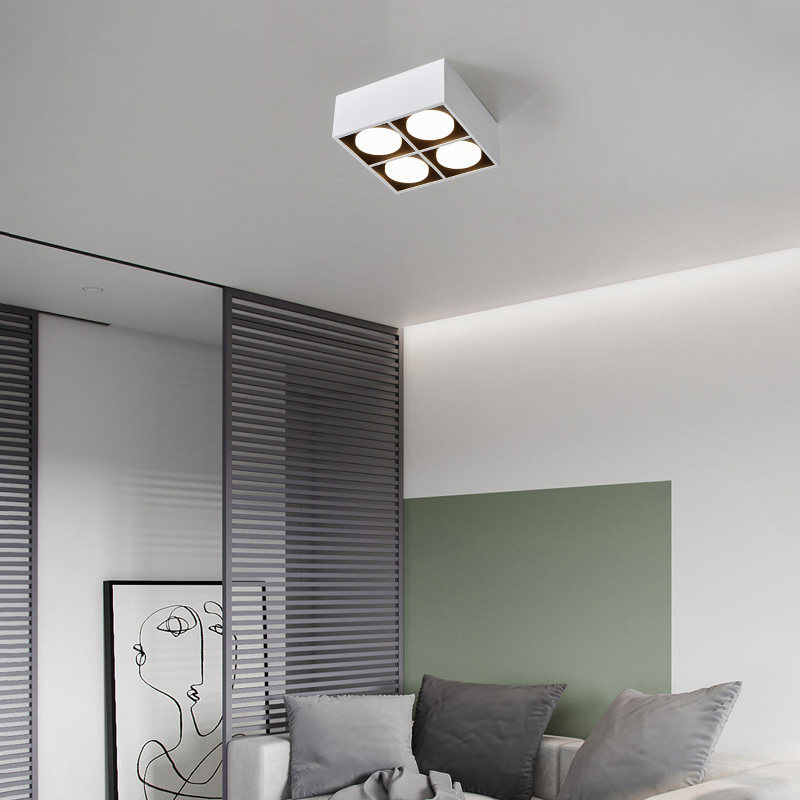 明装筒灯无主灯客厅照明方形盒子过道灯格栅灯斗胆灯卧室吸顶射灯