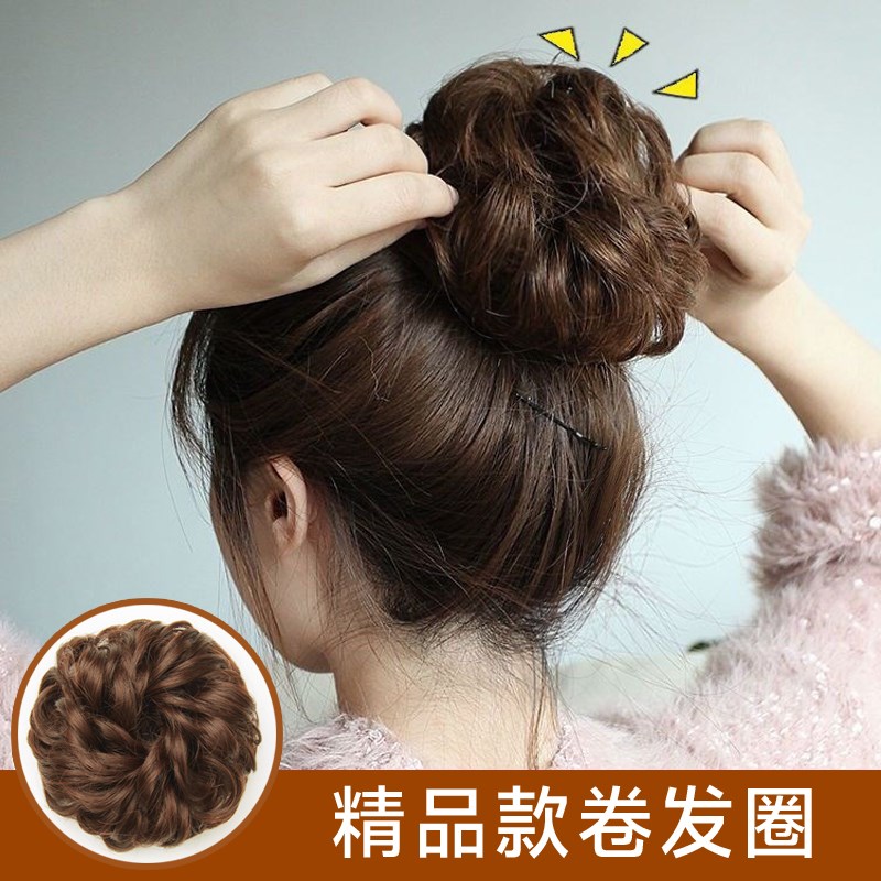 新款古风弹力盘发假发圈高丸子头发髻直发圈女士迷你抓夹假发包图片