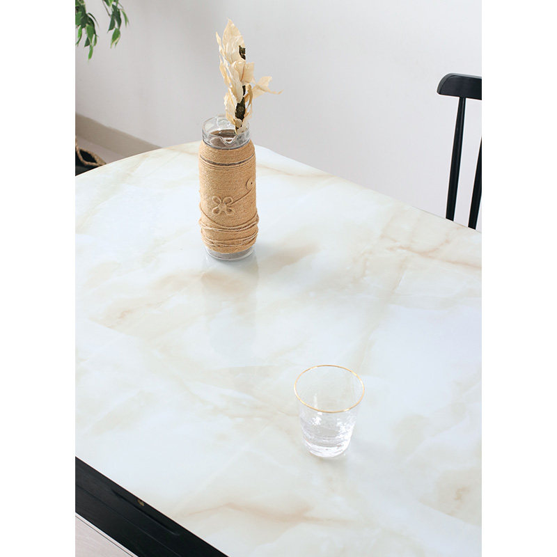 餐桌垫椭圆形长桌套纯白咖啡色台布防水仿大理石纹桌垫茶几布加厚