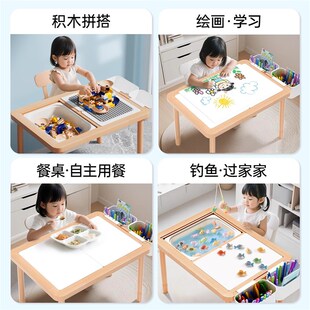 实木儿童花生桌幼儿园积木游戏玩具桌升降宝宝学习绘画写字书桌子