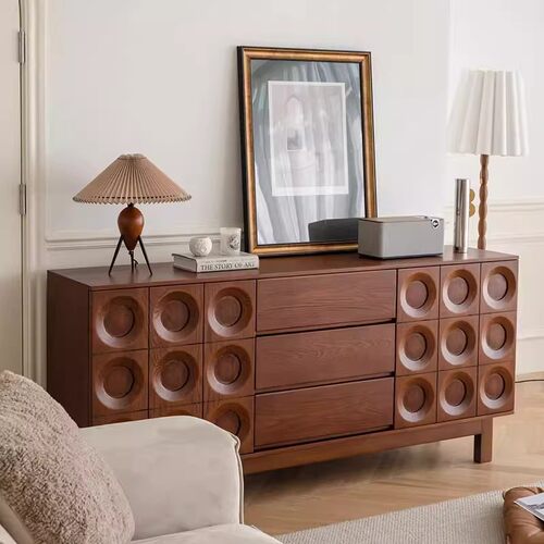 实木斗柜法式复古客厅靠墙储物柜