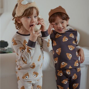 小黑托昵尼保暖内衣套装秋冬男童舒绒秋衣秋裤纯棉打底厚磨毛