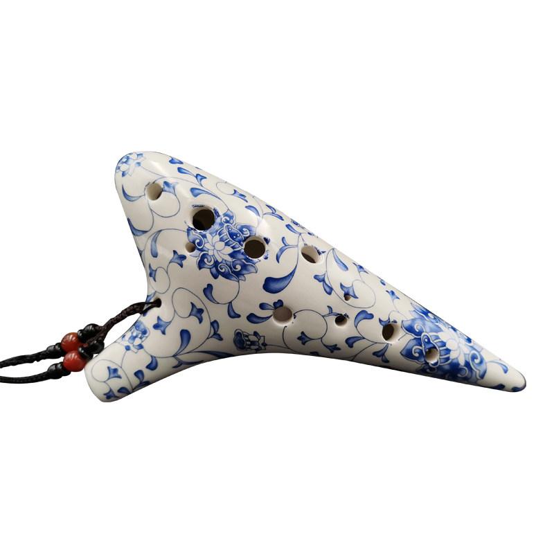 陶笛12孔AC调专业演奏十二孔中音C调ac初学入门青花陶瓷带曲谱