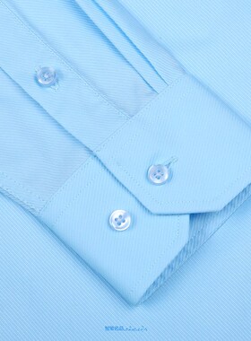 HN薄荷蓝高棉质商务正装男士衬衫长袖湖蓝色水蓝色蓝绿色工装衬衣