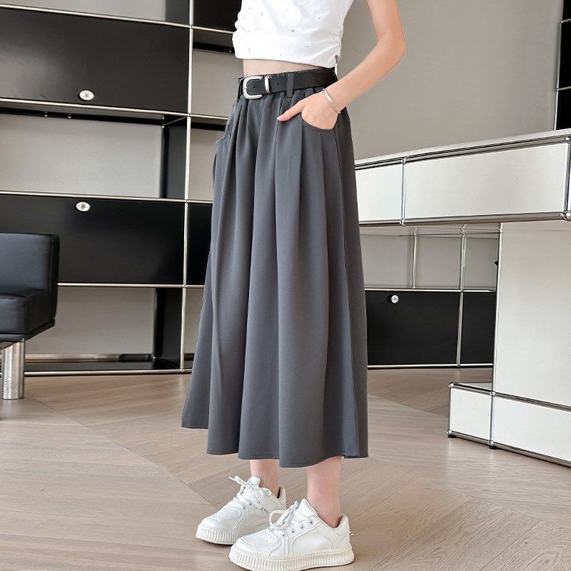 女童裤子新款夏装儿童雪纺阔腿裤裙女孩大童黑色西装裤时髦七分裤