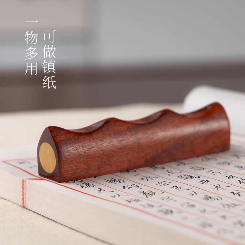红星笔搁镶铜笔山实木毛笔架子学生用放毛笔的托文房四宝书法桌摆