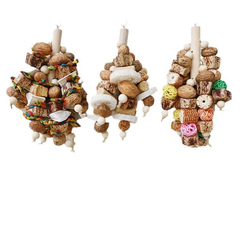 鹦鹉啃咬挂串鸟玩具天然果实干果丝瓜络玉米芯墨鱼骨补钙笼子用品