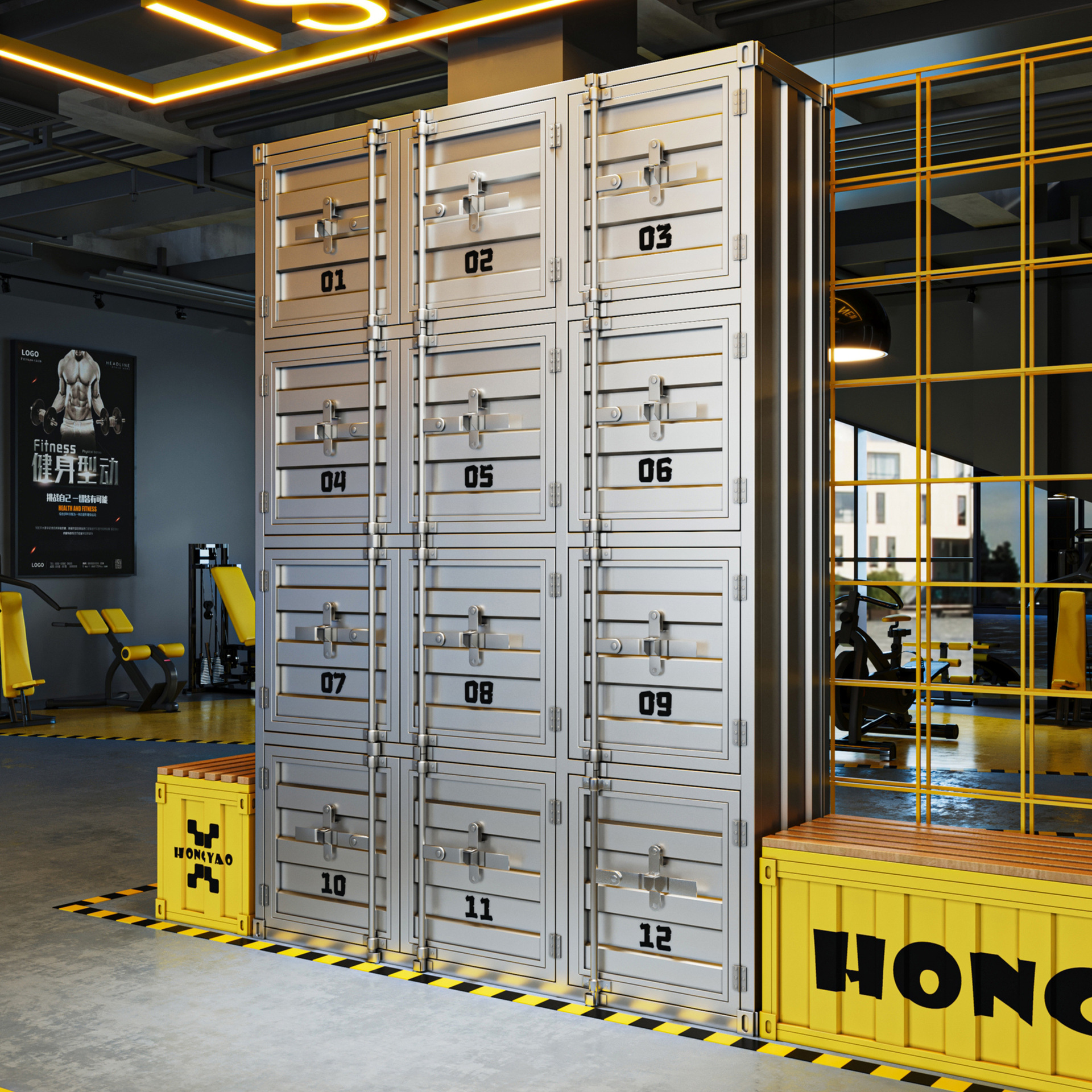 复古美式工业风展示柜多门收纳柜箱健身更衣柜超市储物寄存文件柜