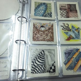 禅绕画纸砖收纳册透明磨砂A4活页识字卡片手绘水彩插画收藏邮票册