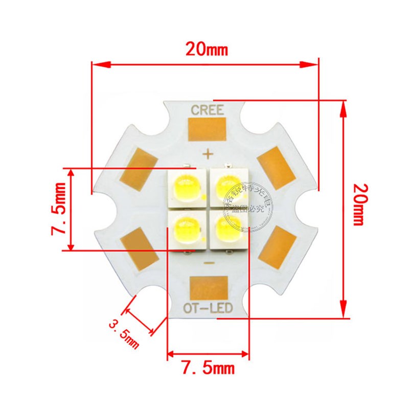 科锐CREE灯珠3V6V12V灯泡10W30W40W强光手电LED汽车光源钓鱼灯芯