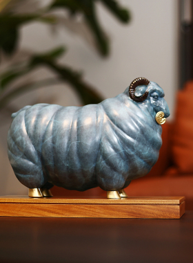 铜欣祥 《洋洋得意》彩铜羊摆件客厅玄关工艺品生肖羊装饰品礼品