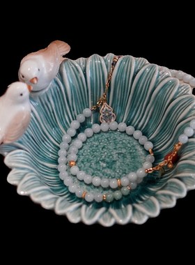 创意陶瓷首饰戒指盘可爱小鸟圆盘收纳点心盘茶点水果糕点盘摆盘