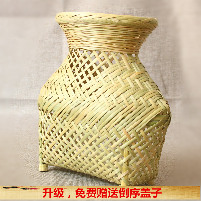 贵州省民间手工艺品 镂空竹编鱼篓装饰花瓶收纳筐竹制品钓鱼用品