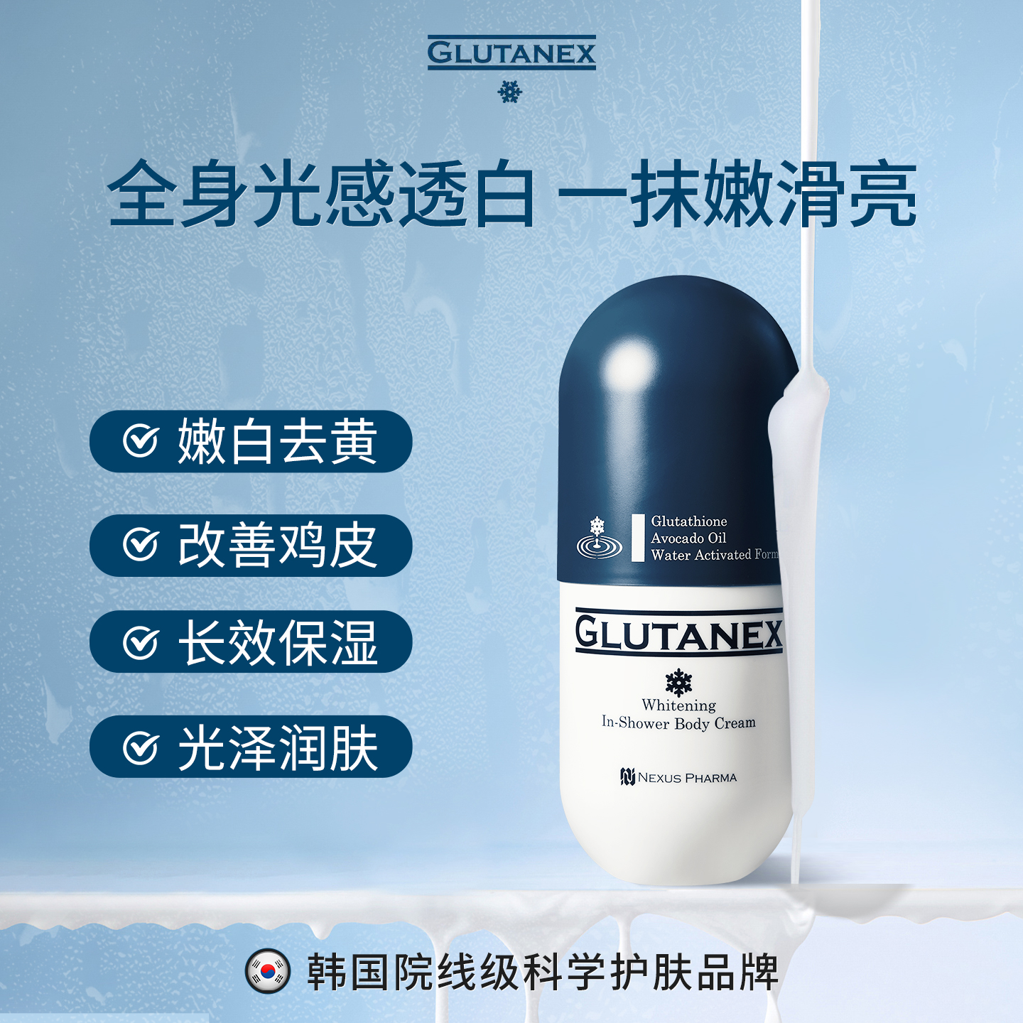 GLUTANEX亮白身体乳烟酰胺保湿滋润水光透白淡化斑点痘印改善暗沉