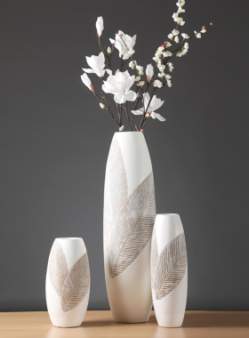 白色落地大摆件高级感客厅电视柜旁入户玄关办公室前台家居装饰品