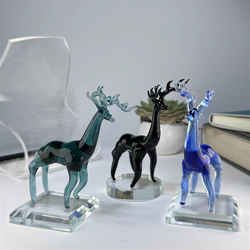 水晶梅花鹿创意客厅玄关摆件电视柜酒柜橱窗家居装饰品女生结婚礼