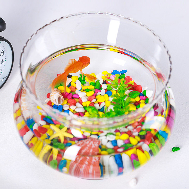 玻璃小鱼缸客厅小型透明花边金鱼缸家用乌龟迷你桌面办公套餐鱼缸