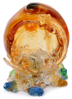 琉璃工艺品寿桃寿星公摆件客厅酒柜装饰老人长辈生日祝寿贺寿礼品