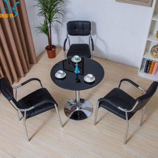 售楼处钢化玻璃组合 休闲接待洽谈桌椅 公室会客接待谈话桌