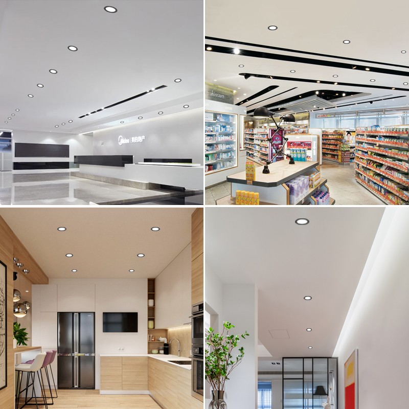 黑色筒灯led嵌入式天花灯12W洞灯5寸简灯6寸18w桶灯孔15公分射灯