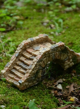 仿真小桥摆件树脂拱桥建筑假山盆景园艺装饰品鱼缸造景摆设小配件