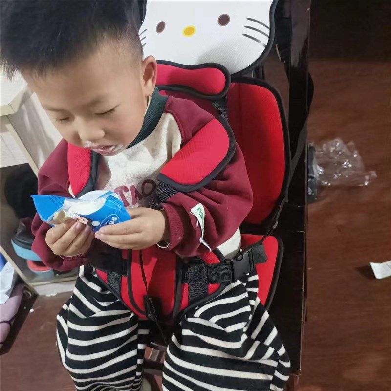 猫头卡通款电动车三轮车载儿童坐椅简易婴儿宝宝座椅车用背带
