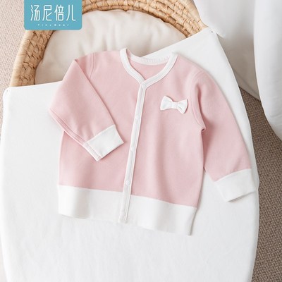 汤尼倍儿婴幼儿长袖外套秋冬季德绒保暖上衣服女宝宝外出加厚开衫