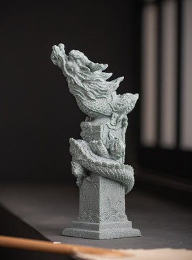 创意盘龙柱飞龙在天茶宠摆件国潮风生肖龙礼物鱼缸造景桌面装饰品
