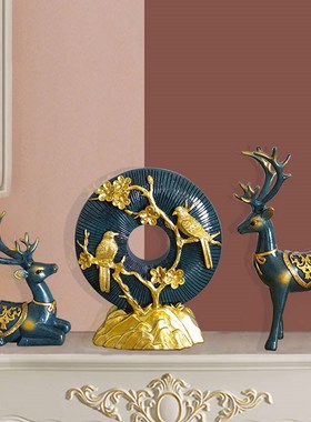 客厅玄关招财鹿装饰品摆件创意房间酒柜电视柜欧式工艺品乔迁礼物