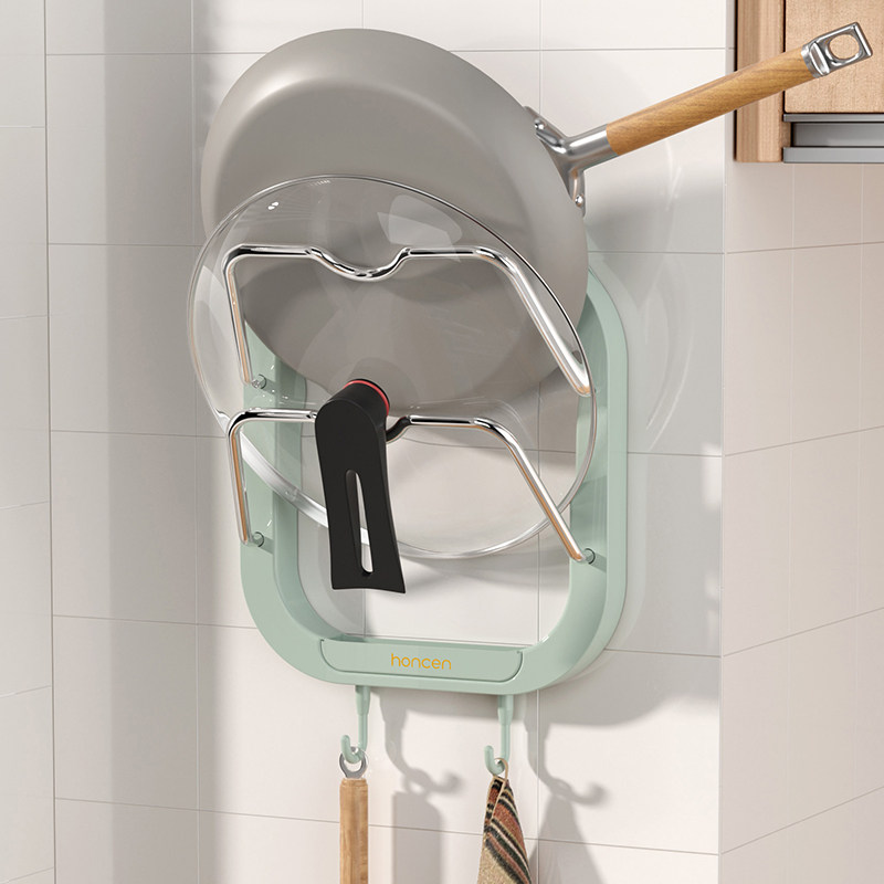 壁挂式厨房免打孔锅盖架带接水盘双层砧板架子菜板置物架挂架挂钩