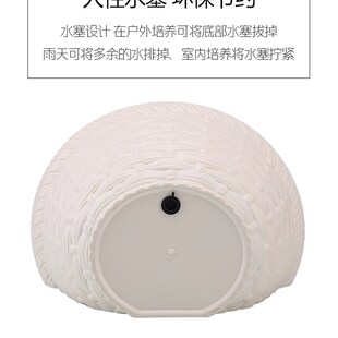 阳台挂墙半圆花盆半壁挂式墙壁挂盆网格木栅栏花架壁挂花盆仿藤编