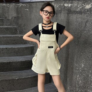 女童夏装背带短裤儿童套装夏季女大童装洋气时髦网红小女孩两件套