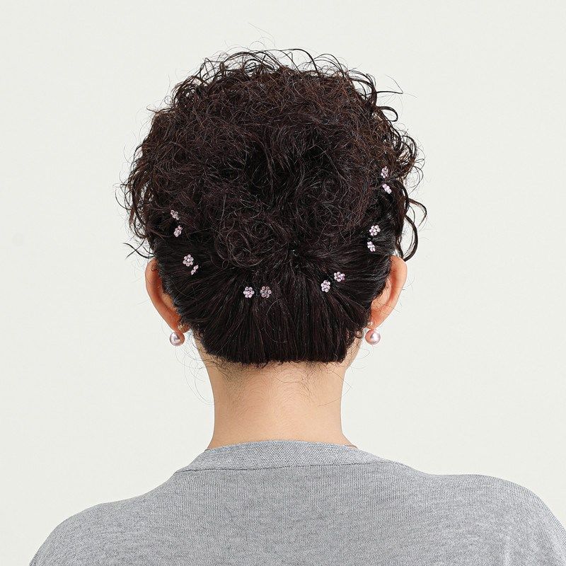 中老年假发时尚盘发真人发丝全头套蓬松复古卷逼真女人自然羊毛卷,美发护发/假发,日常整顶假发,淘宝优惠券,粉丝福利购,淘宝优惠卷