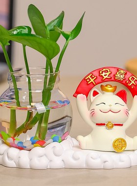 可爱招财猫摆件家居客厅装饰品创意乔迁开业礼品办公室桌面小摆设