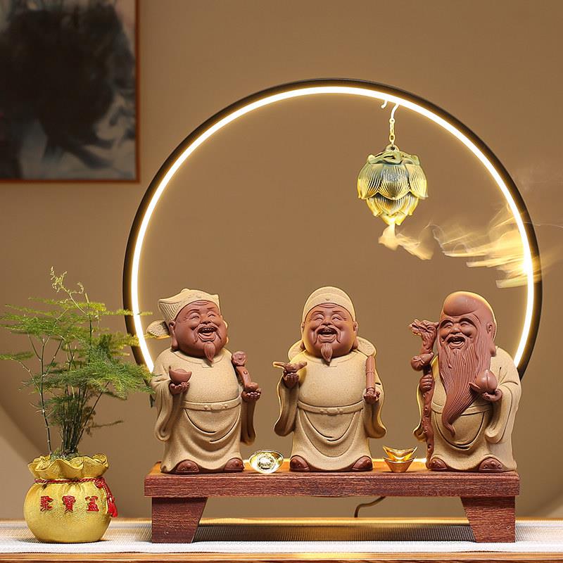 中式复古文武财神爷福禄寿家用供奉玄关佛像招财摆件开业乔迁礼品