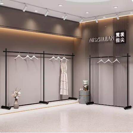 黑色落地式服装展示架现代简约风格 中岛服装陈列架加粗加厚不掉