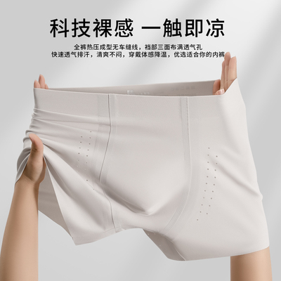 无痕裸感夏季透气网孔男士内裤