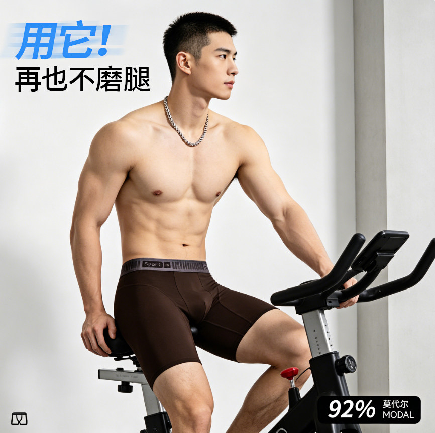 男士防磨腿内裤运动莫代尔加长跑步大码冰丝凉感透气新款健身短裤