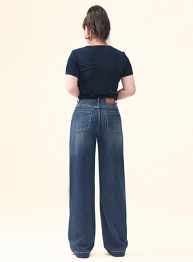 迅町大码修身直筒裤微胖加肥牛仔裤女弹力梨型苹果型显高显瘦裤子